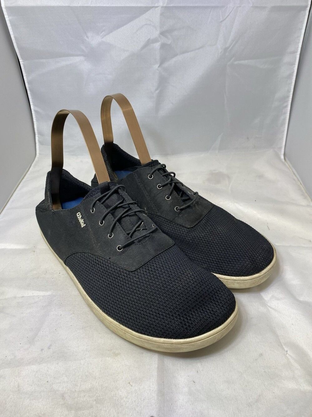 Olukai Nohea Moku Casual Boat Shoes Black Loafers Mens Size 12 Laces Comfort